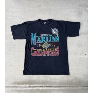 Vintage 1997 World Series Champions Florida Marlins MLB Baseball Shirt Size L